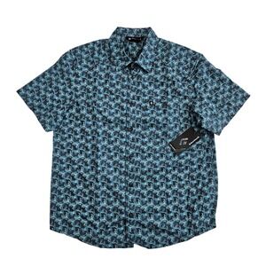 Black Diamond (Mens Medium) Short Sleeve Button Shirt Charcoal Desert Print Camp